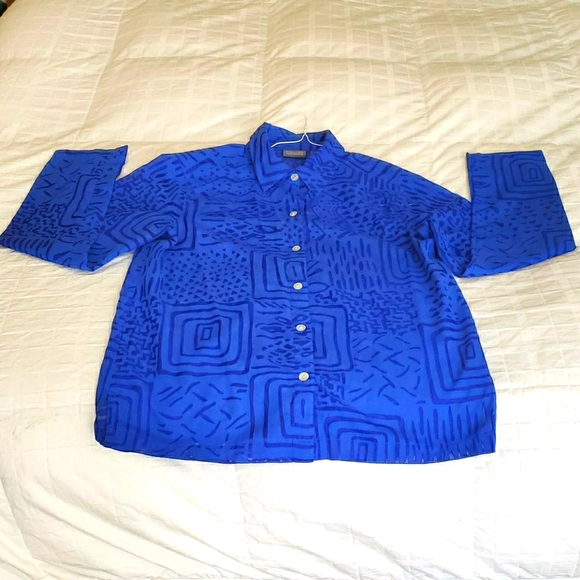 Additions by Chicos Button down Sheer Blouse Blue 0 EUC - Picture 1 of 13